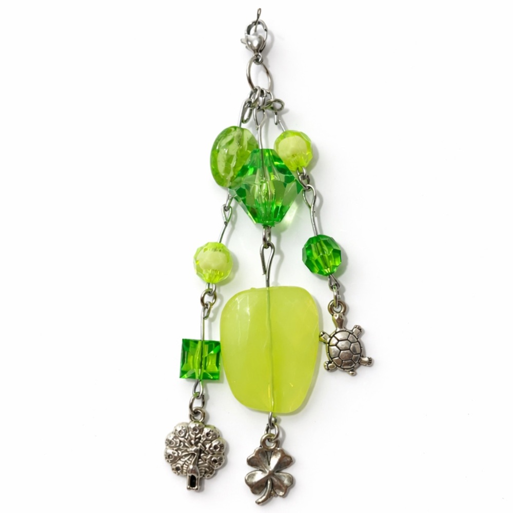 Green Turtle Shamrock Peacock Beaded Charm - Keychain Bag Charm Zipper Pull